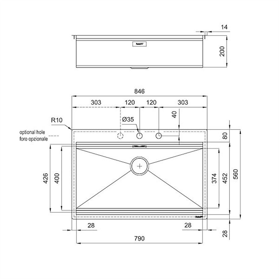additioanl image for  Foster Sink Milano Flushmount S/Steel 