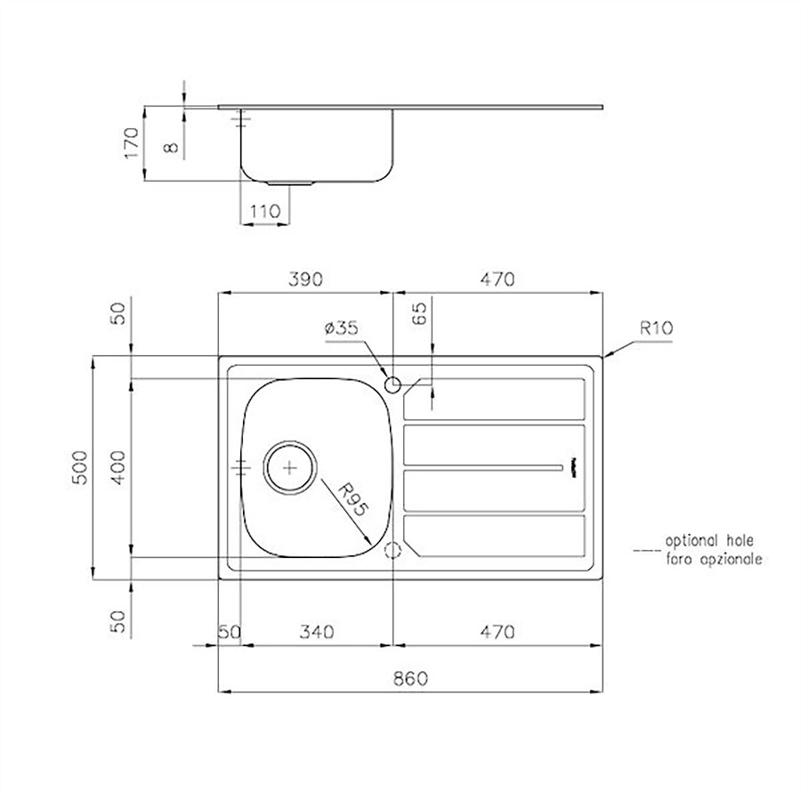 additioanl image for  Foster Sink S1000 S/Steel 8 mm Edge 