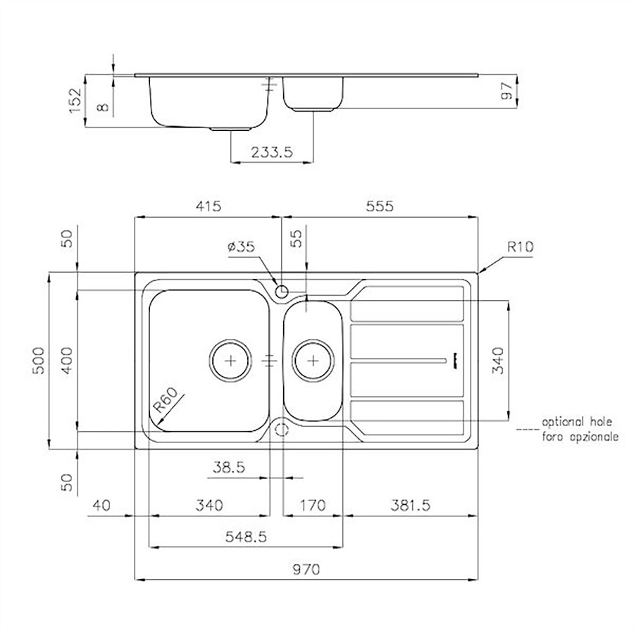 additioanl image for  Foster Sink S1000 S/Steel 8 mm Edge 
