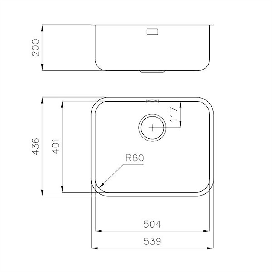 additioanl image for  Foster Sink KS One Bowl S/S 54 x 44 cm 