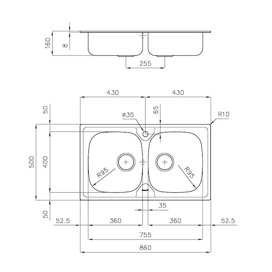 additioanl image for  Foster Sink S1000 2 Bowls S/S 86 x 50 cm 