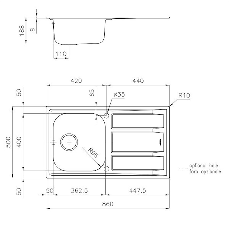 additioanl image for  Foster Sink FM Marine S/Steel 86 x 50 cm 