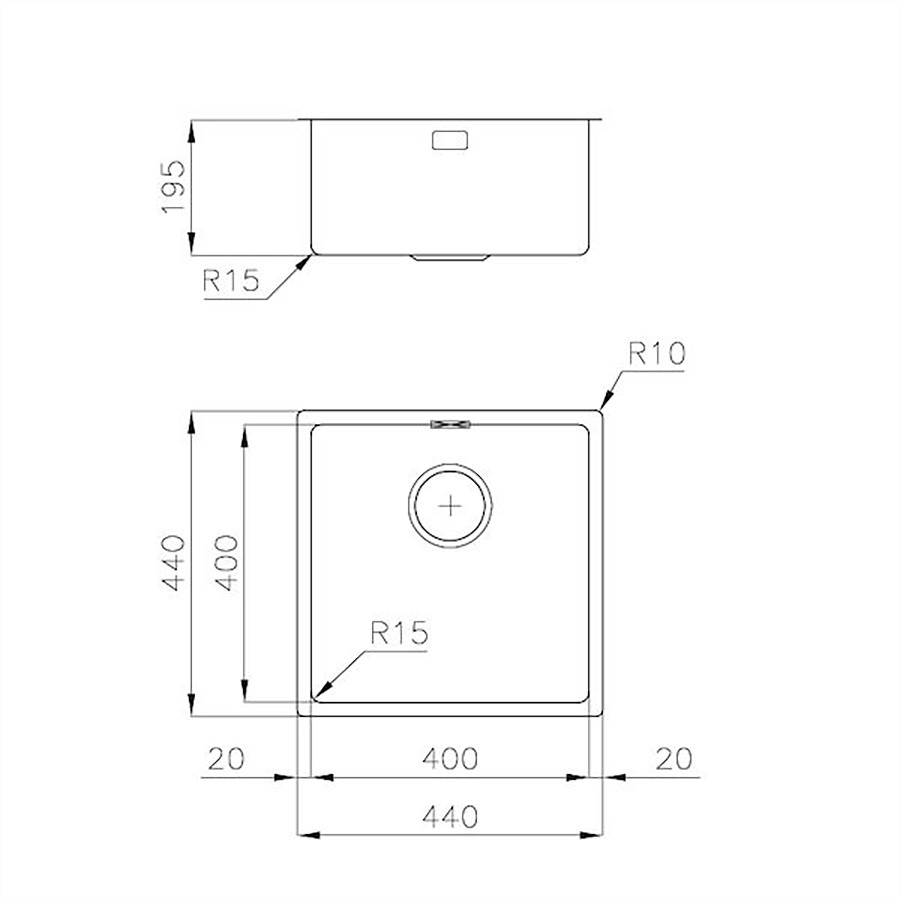 additioanl image for  Foster Sink 1 Bowl S/Steel 54 x 44 cm 