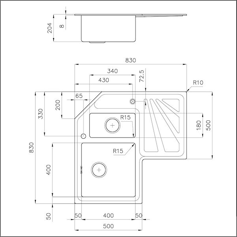 additioanl image for  Foster Sink Angolare S/Steel 83 x 83 cm 