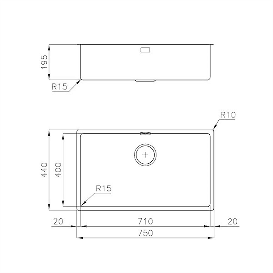 additioanl image for  Foster Sink 1 Bowl S/Steel 75 x 44 cm 