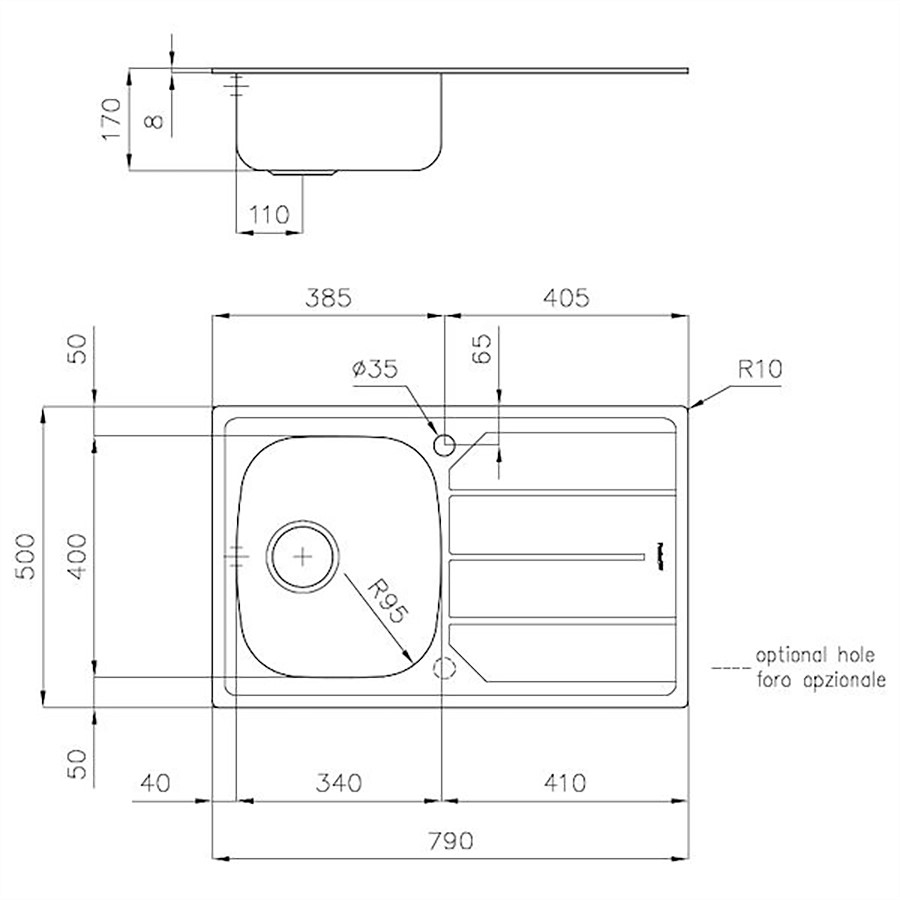 additioanl image for  Foster Sink Kitchen S/Steel 8 mm Edge 