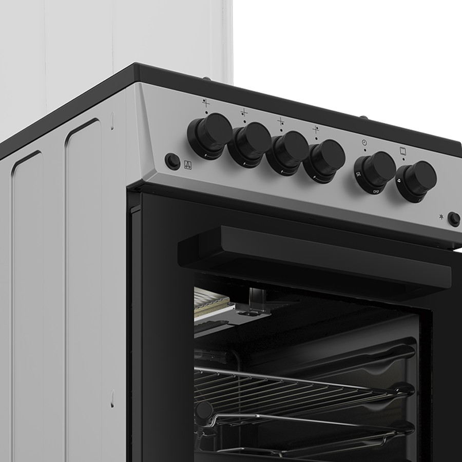additioanl image for  Beko Cooker Gas 4 Burners Blk & S/Steel 