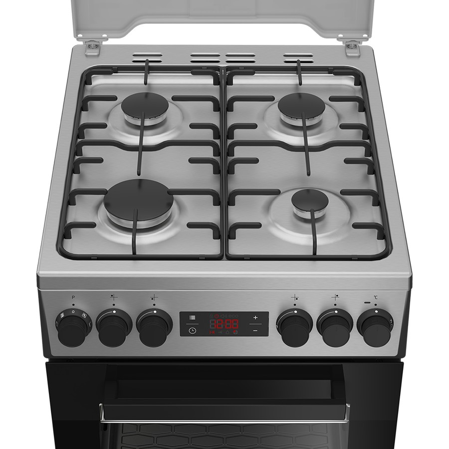 additioanl image for  Beko Cooker Gas Black & S/Steel 4 Burner 