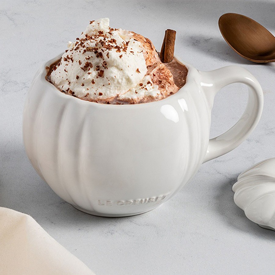 additioanl image for  Le Creuset Pumpkin Mug W/Lid Wht 400 ml 