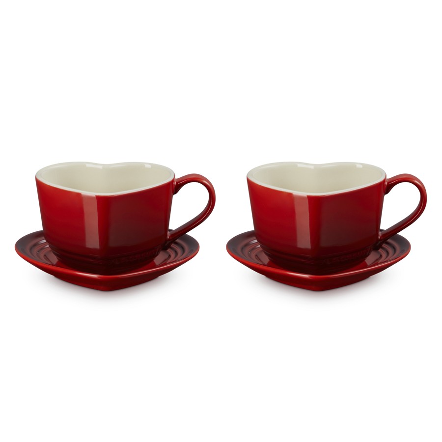 additioanl image for  Le Creuset Set of Hrt. Mug Saucer Cerise 