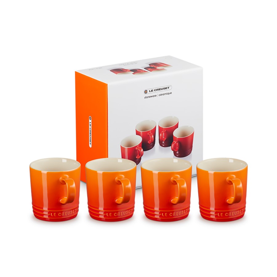 additioanl image for  Le Creuset 4 Coffee Mugs Flame 350 ml 