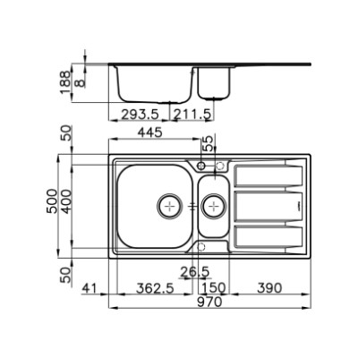 additioanl image for  Foster Sink FM Standard (8mm Edge) 97x50 