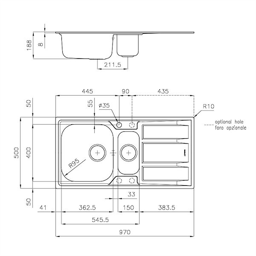 additioanl image for  Foster Sink FM Marine 1 Bowl 97 x 50 cm 
