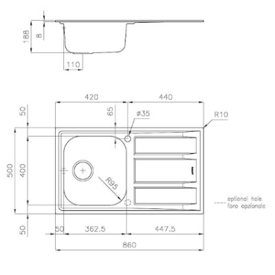 additioanl image for  Foster Sink FM One Bowl S/S 86 x 50 cm 