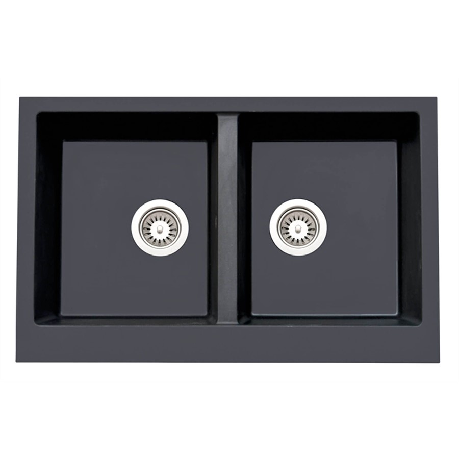 product image Asil Sink Granite 2 Bowl Black Top Mount 