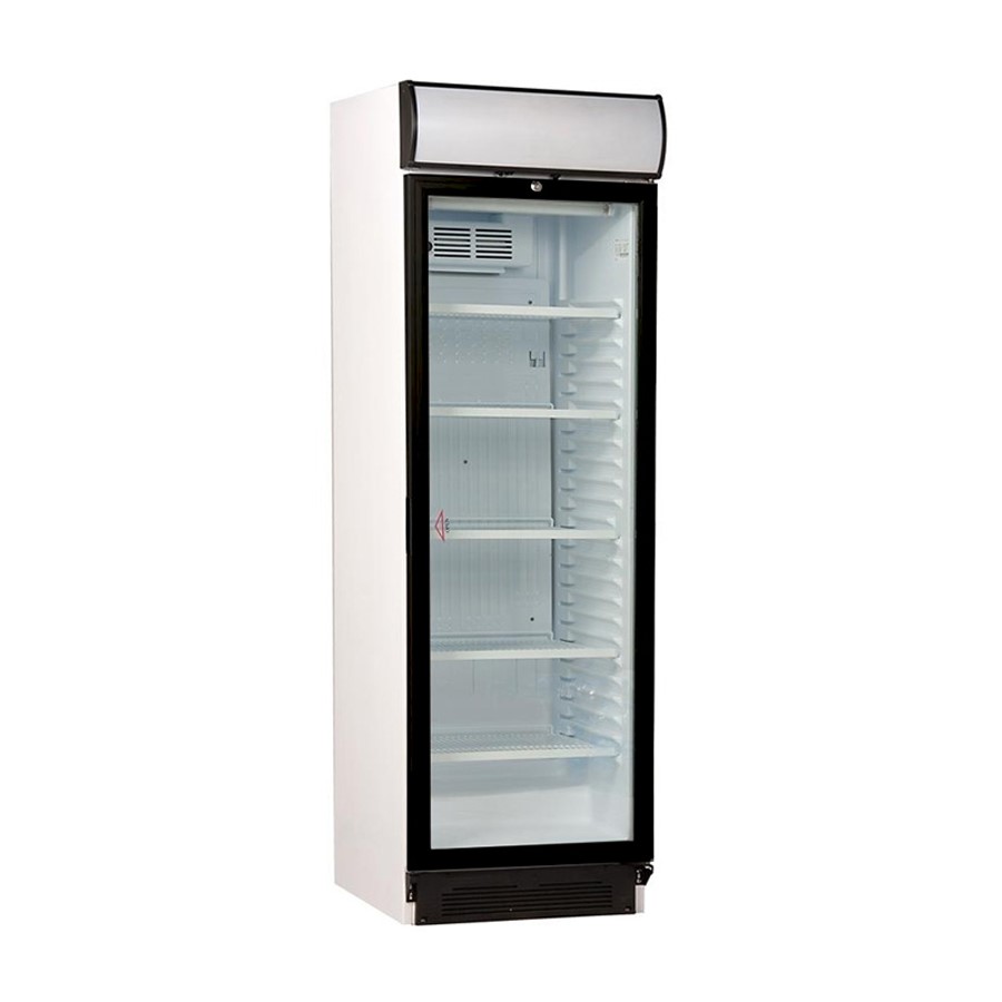 product image Ugur Fridge Black Glass Door White Int. H 198cm x W 59.5cm x D 64cm | 334 Ltr