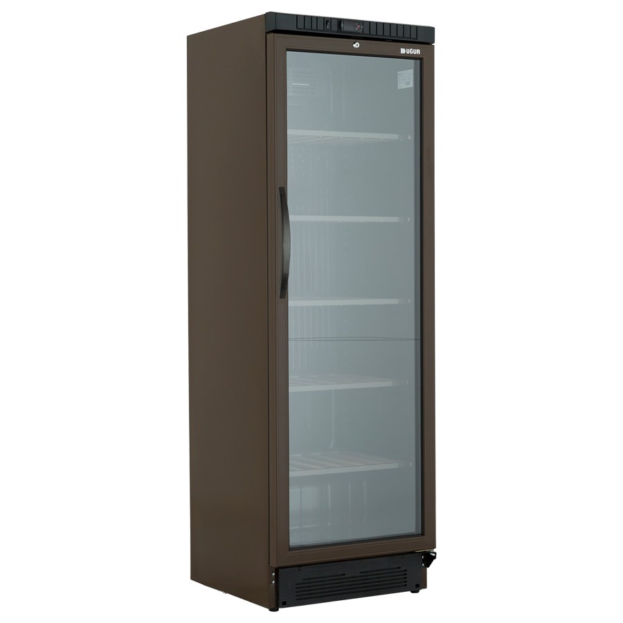 product image Ugur Fridge Black Glass Door Wood Int. H 198cm x W 59.5cm x D 64cm | 334 Lts