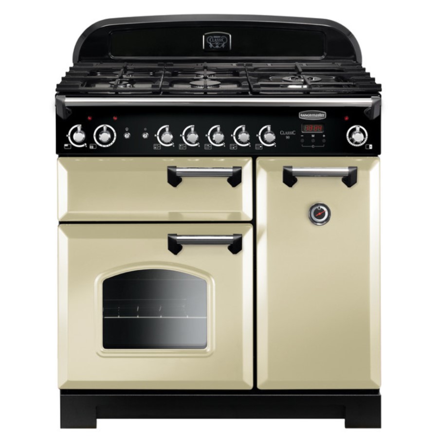 product image RangeM Cooker Gas Cream Chrome 90 cm H 90.50/93.00 cm x W 90.00 cm x D 60.80 cm