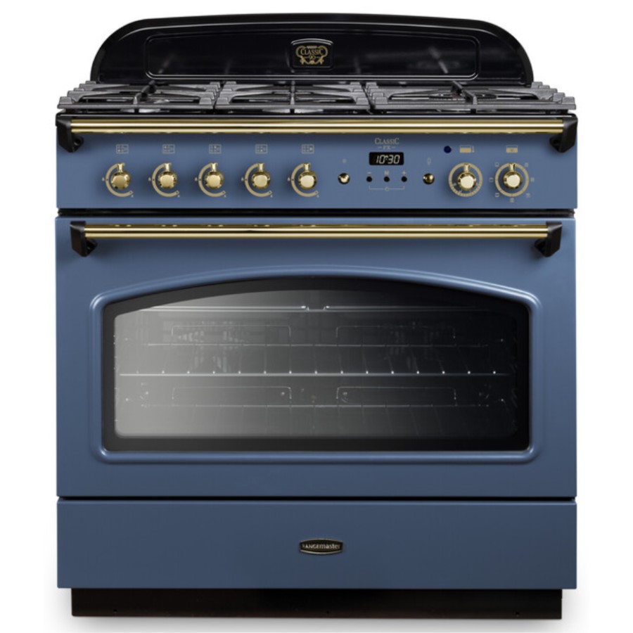 product image RangeM Class FX 90 DF Stone Blue/Brass H 91.20/93.00 cm x W 90.00 cm x D 60.80 cm
