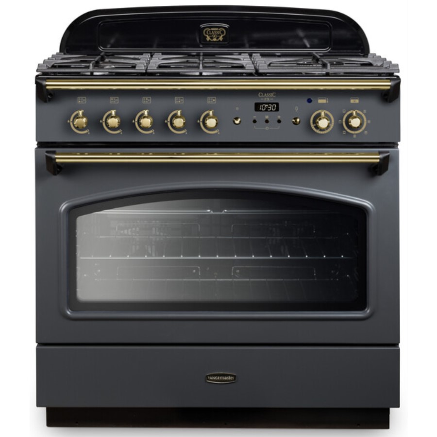product image RangeM Cooker FX90 Dual Feul Slate/Brass H 91.40/93.00 cm x W 90.00 cm x D 60.80 cm