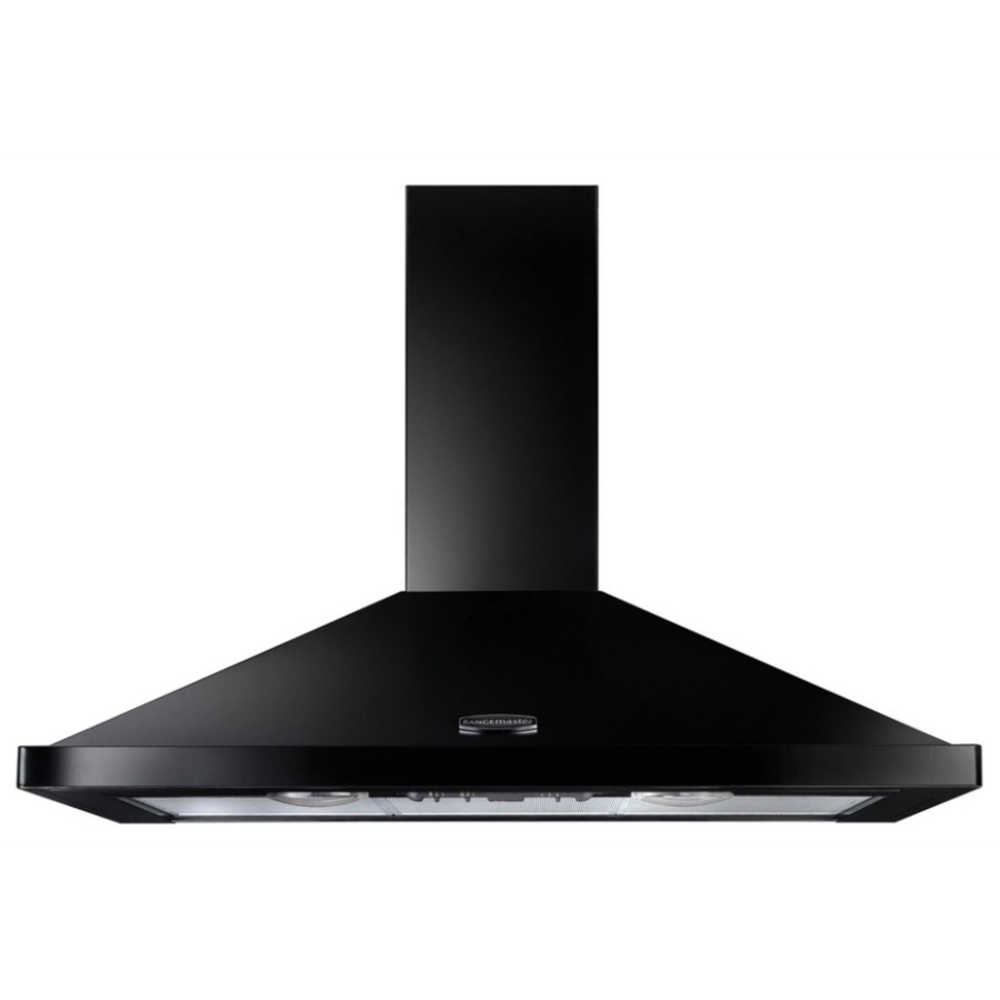 product image RangeM 90CM Hood Black Chrome No Rail Hood dimensions - H 49.5 / 77.0 cm x W 49.0 cm x D 89.8 cm 
Chimmney Hieght - Max 77 / Min 49.5cm