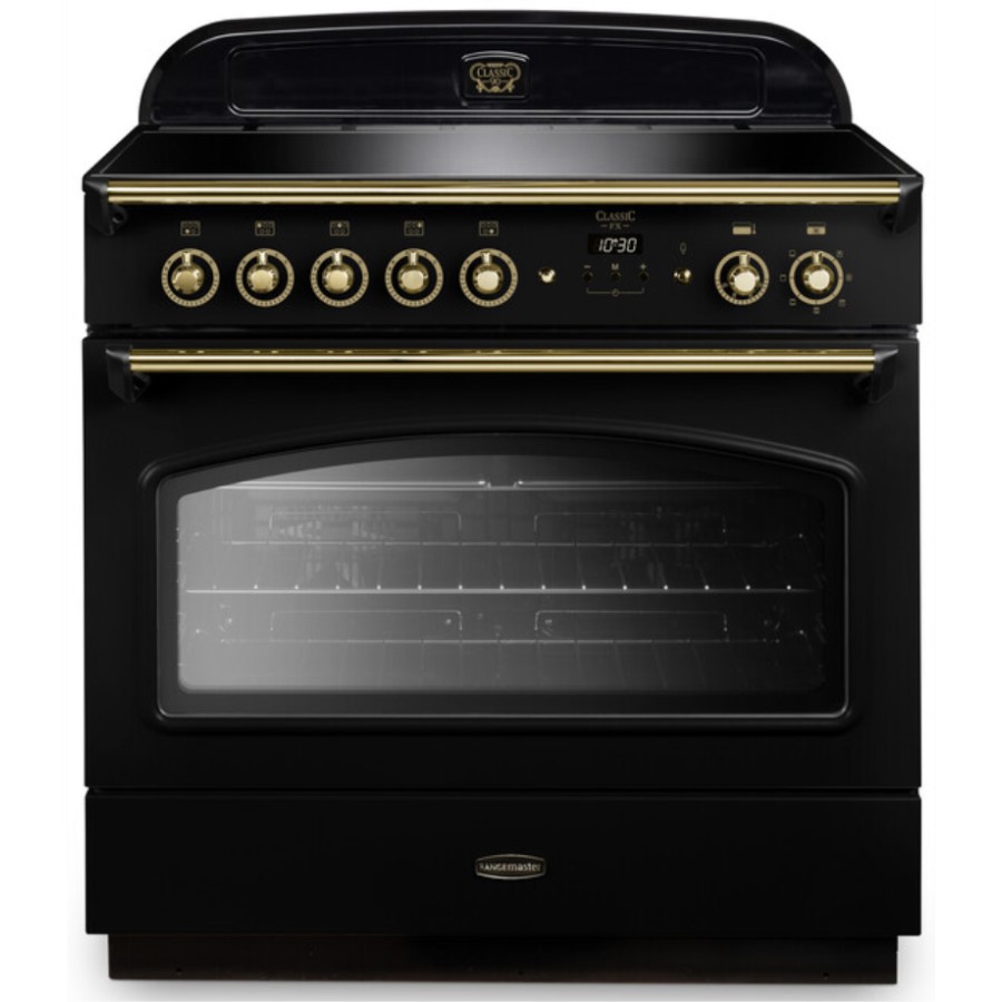 product image RangeMaster Cooker Ind. Black/Brass 90cm H 90.50/93.00 cm x W 90.00 cm x D 60.70 cm