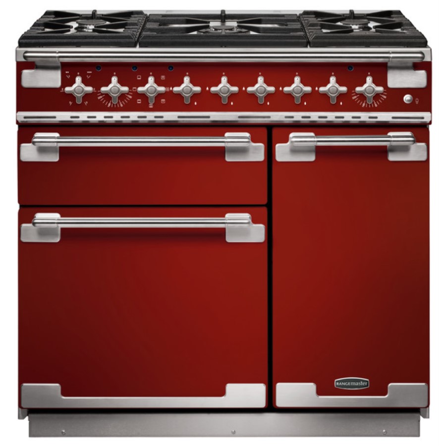 product image RangeM Elise 90 DF Cherry Red H 91.00 / 93.50 cm x W 90.00 cm x D 59.80 cm