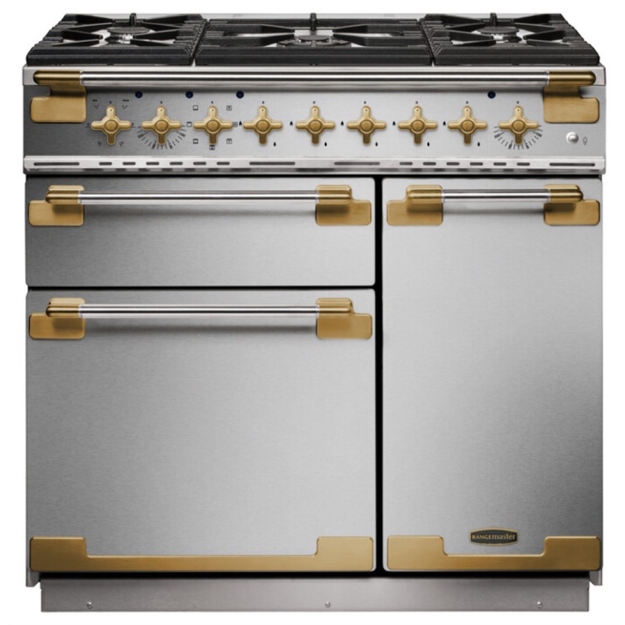 product image RangeM Elise 90 DF St/St Antique Brass G H 91.00 / 93.50 cm x W 90.00 cm x D 59.80 cm