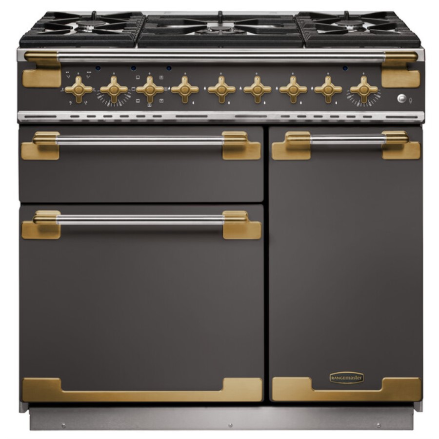 product image RangeM Elise 90 DF Slate Antique Brass G H 91.00 / 93.50 cm x W 90.00 cm x D 59.80 cm