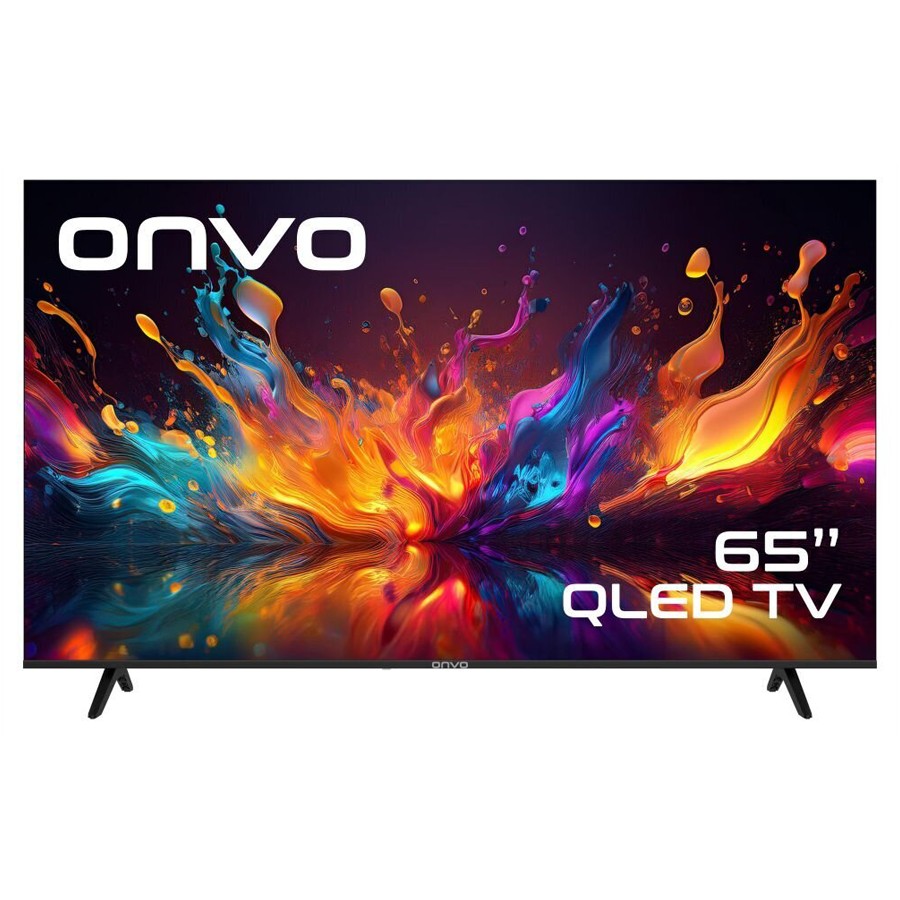 product image Onvo Television 65" Frameless QLED 4K Google Android Whale OS 10 - BT Remote - UHD 
H 82.8cm x W 144.4cm x D 7.96cm