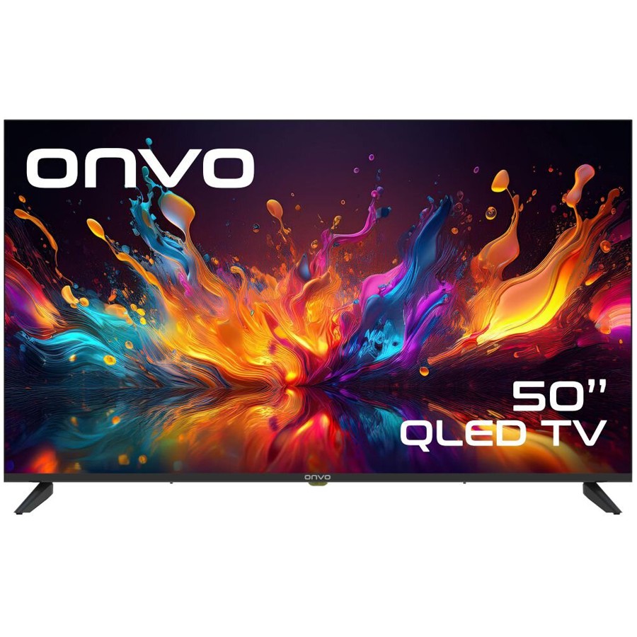 product image Onvo Television 50" Frameless QLED 4K Google TV Android - BT Remote - UHD 
H 64.27cm x W 110.09cm x D 7.73cm