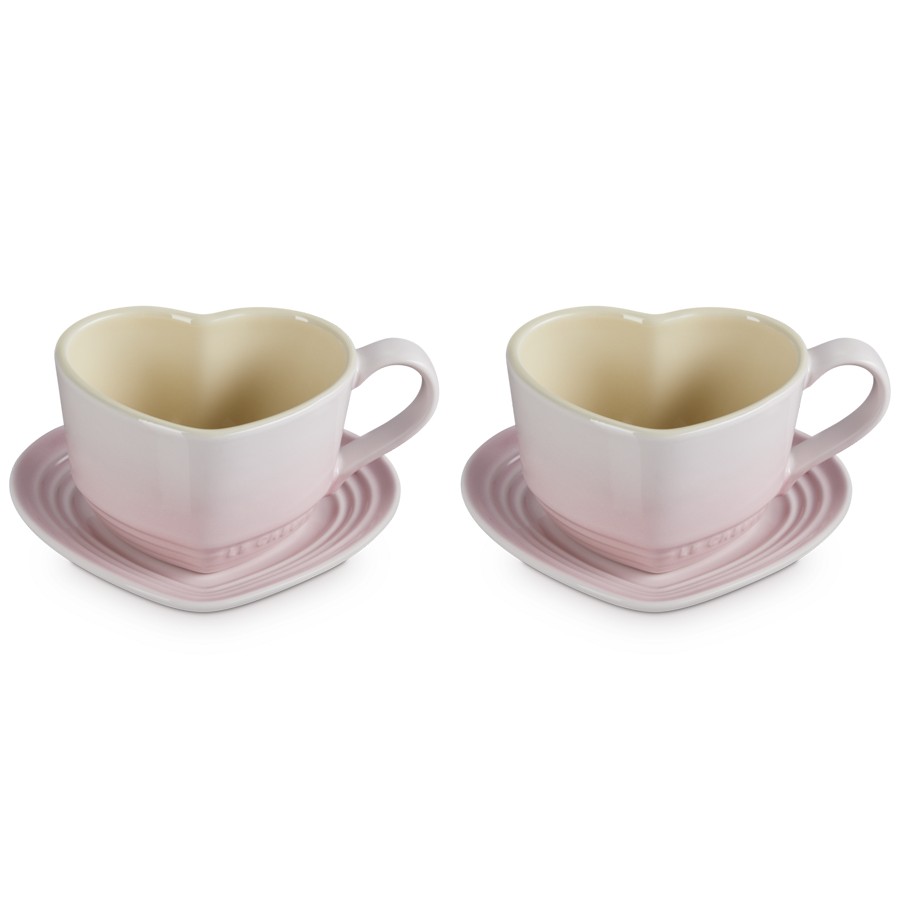 product image Le Creuset Set of Hrt Mug Saucer S/Pink 