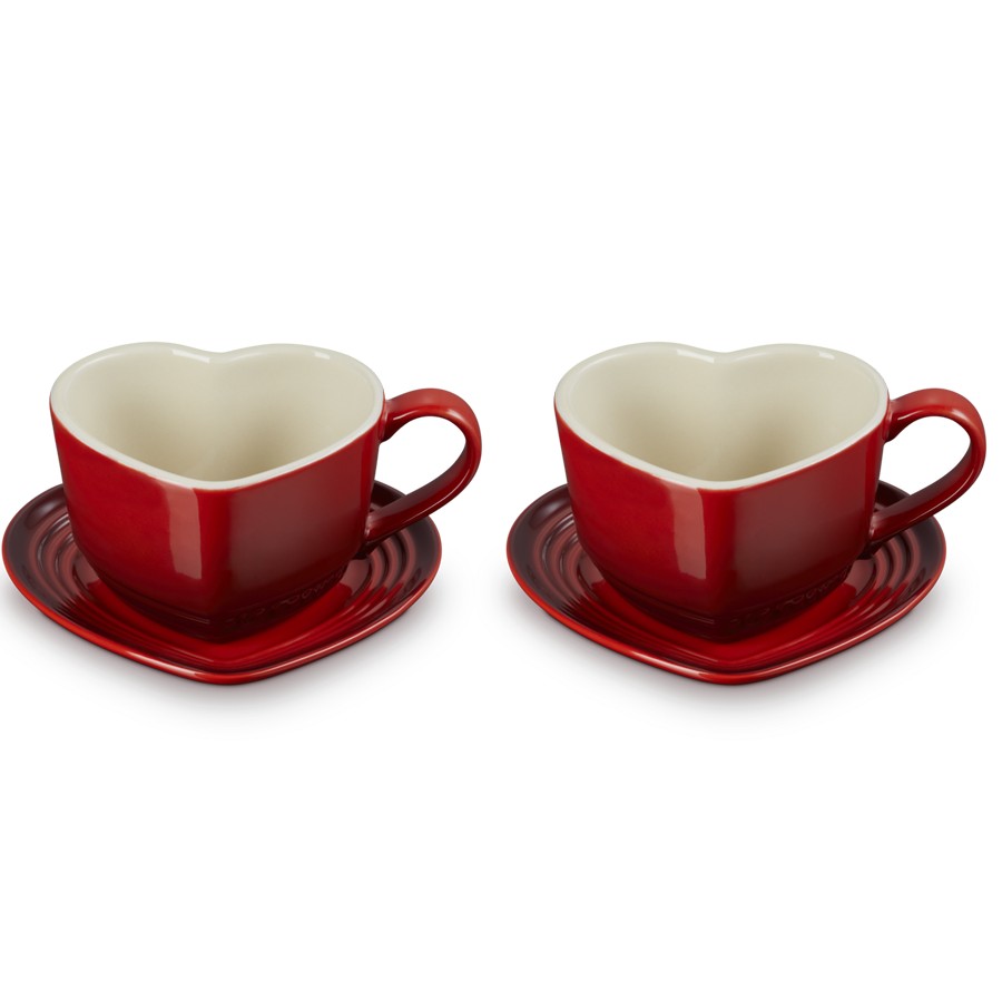 product image Le Creuset Set of Hrt. Mug Saucer Cerise 