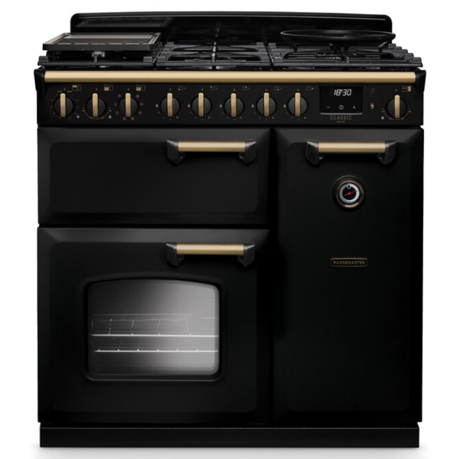 product image RangeMaster Dual Fuel Black/ Brass 90 cm H 89.50 / 93.50 cm x W 90.00 cm x D 61.70 cm