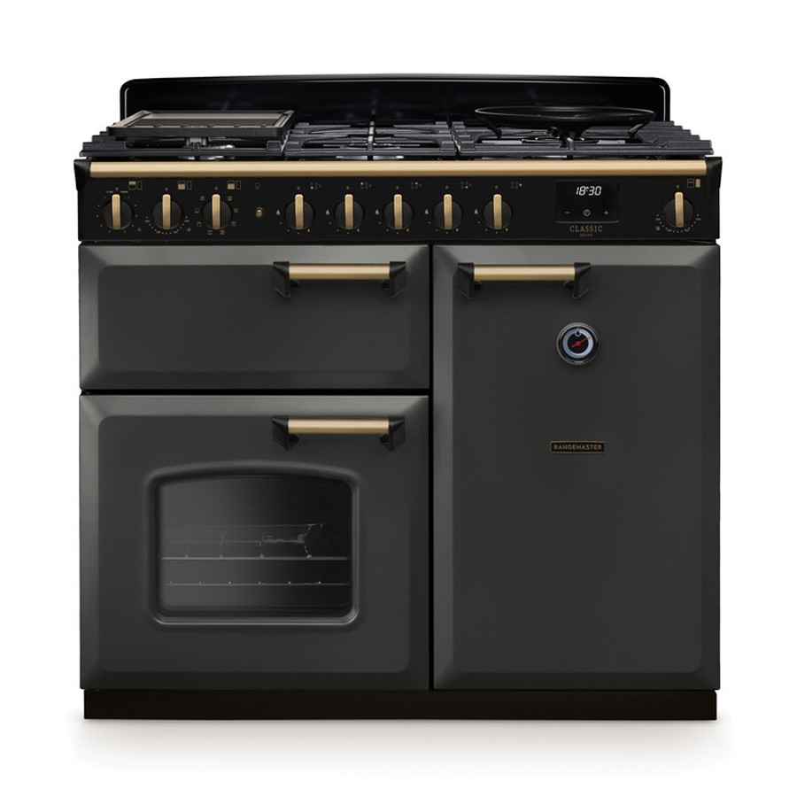 product image RangeM Dual Fuel Slate/ Brass 100 cm H 89.50 / 93.50 cm x W 94.40 cm x D 61.70 cm