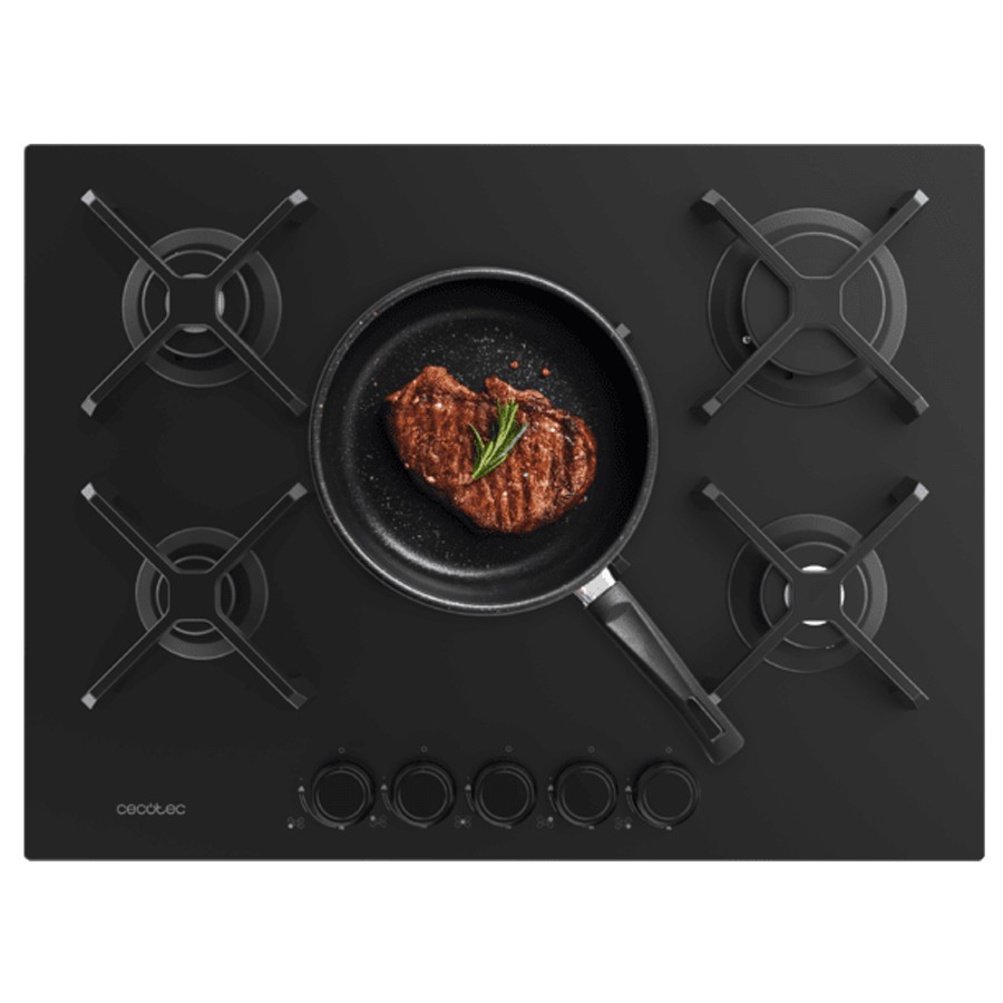 product image Cecotec Hob Gas 5 Burners Black H 10.30cm x W 68.50cm x D 51.00cm
