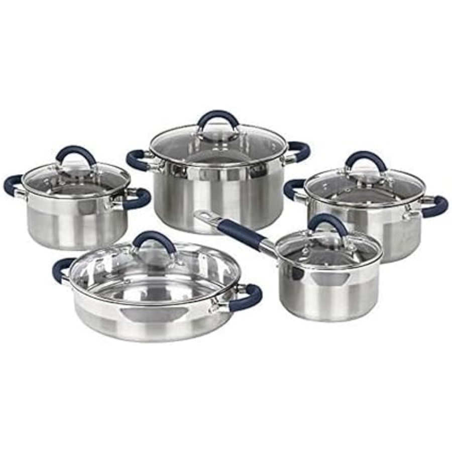 product image Jata Set 5 S/Steel Saucepans & Lids Casserole 26, H 6.5cm Good For Induction 
Casserole 24, H 13cm 
Casserole 20, H 11cm 
Casserole 18, H 10cm 
Saucepan 16, H 9cm